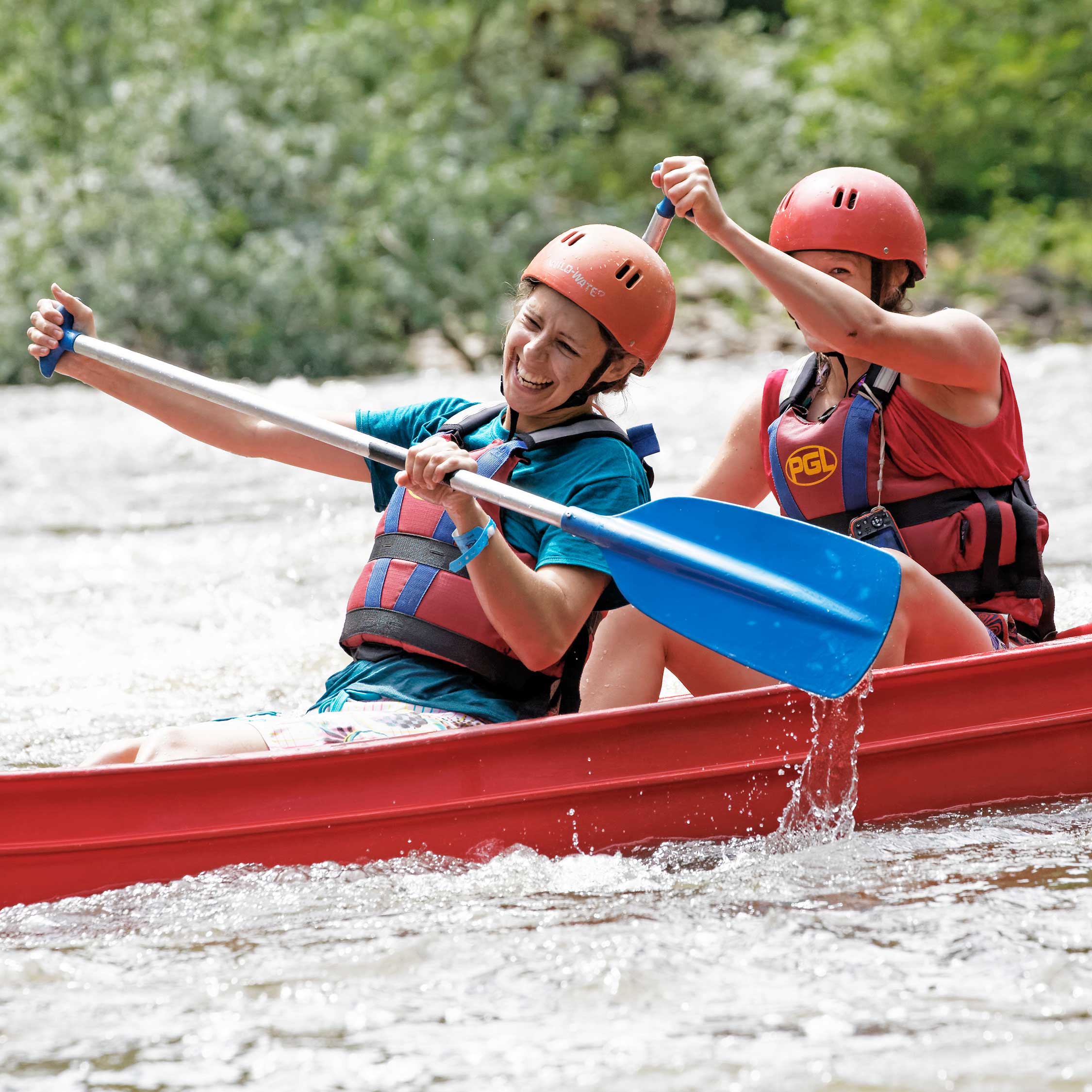 Teacher canoeing in the Ardeche with PGL